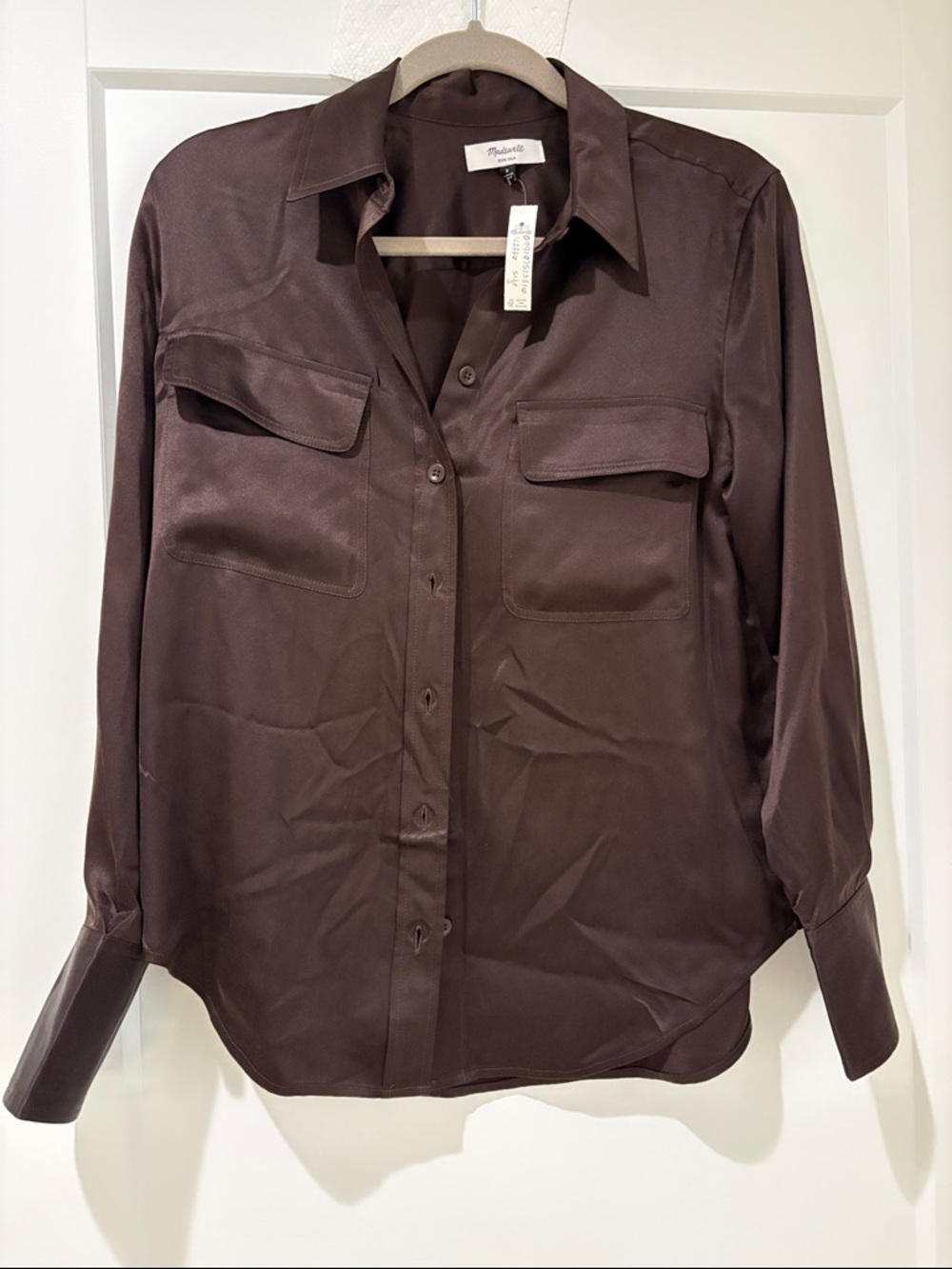 Madewell Silk Shirt in Dark Brown